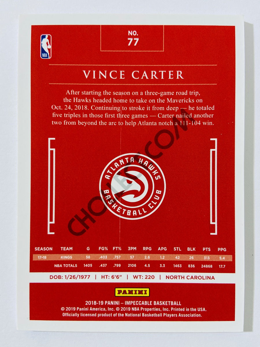 Vince Carter – Atlanta Hawks 2018-19 Panini Impeccable #77 02/35