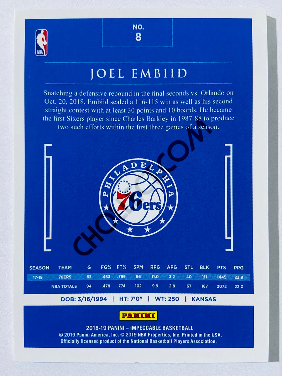 Joel Embiid - Philadelphia 76ers 2018-19 Panini Impeccable #8 | 12/99