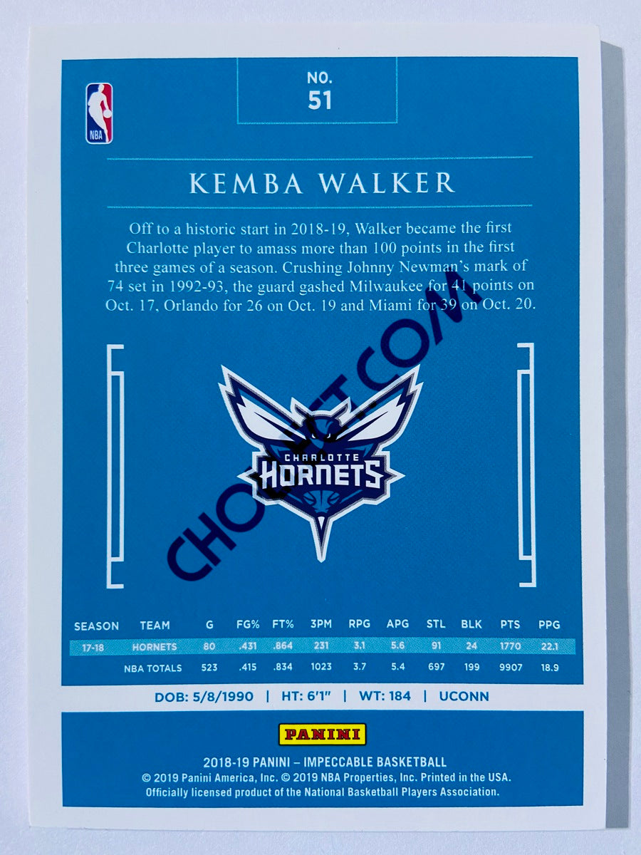 Kemba Walker - Charlotte Hornets 2018-19 Panini Impeccable #51 | 71/99