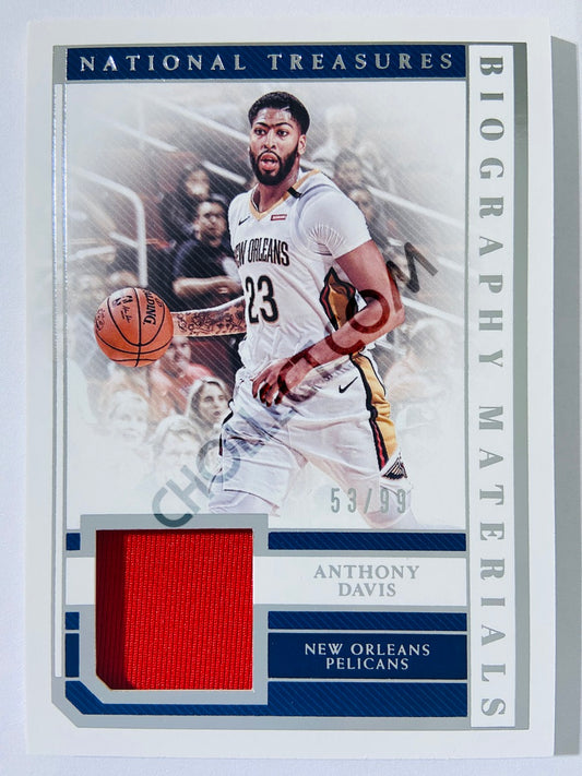 Anthony Davis - New Orleans Pelicans 2018-19 Panini National Treasures #23 Biography Materials 53/99