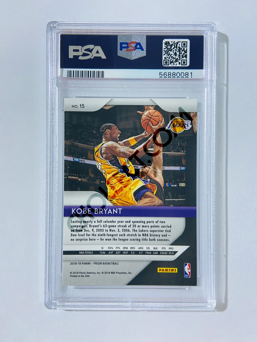 Kobe Bryant – Los Angeles Lakers 2018-19 Panini Prizm #15 [PSA 10] SN: 56880081