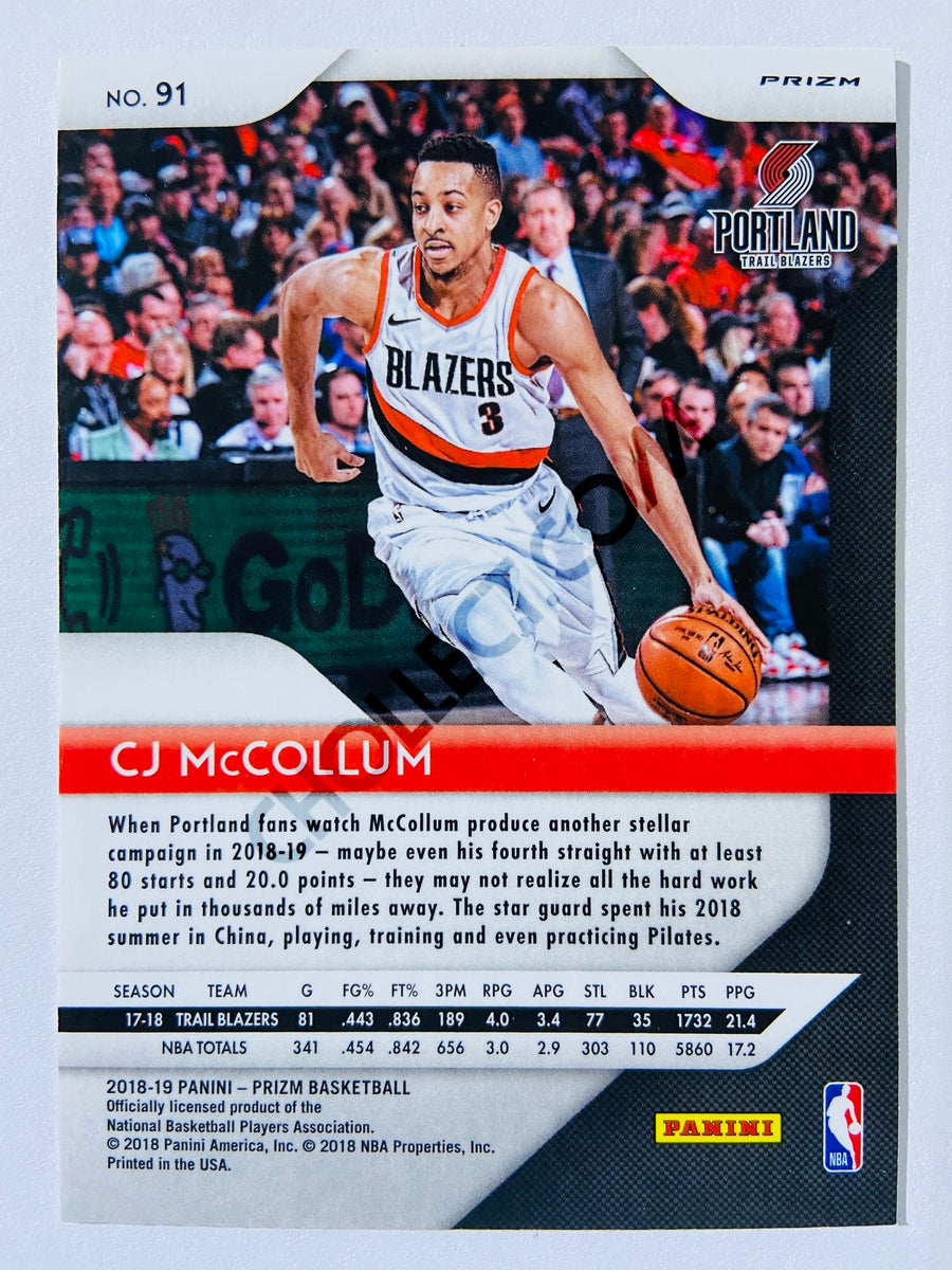 CJ McCollum - Portland Trail Blazers 2018-19 Panini Prizm Purple Wave Parallel #91