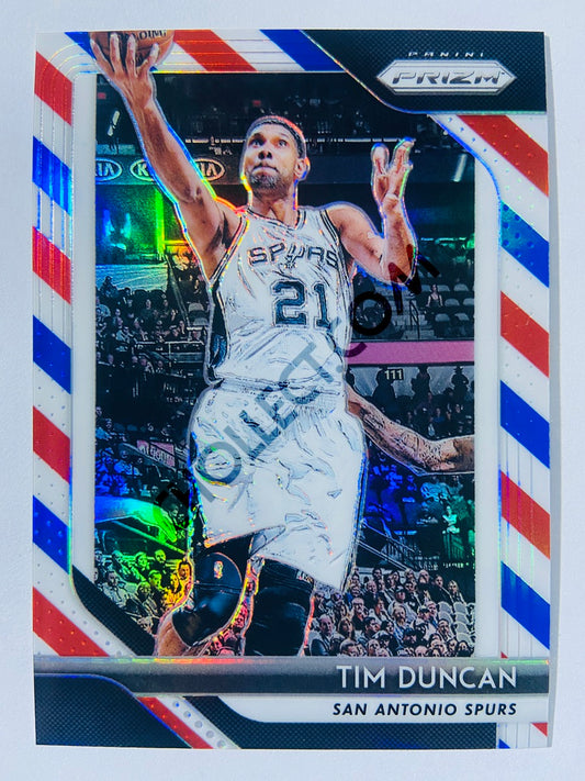 Tim Duncan - San Antonio Spurs 2018-19 Panini Prizm Red/White/Blue Parallel #225