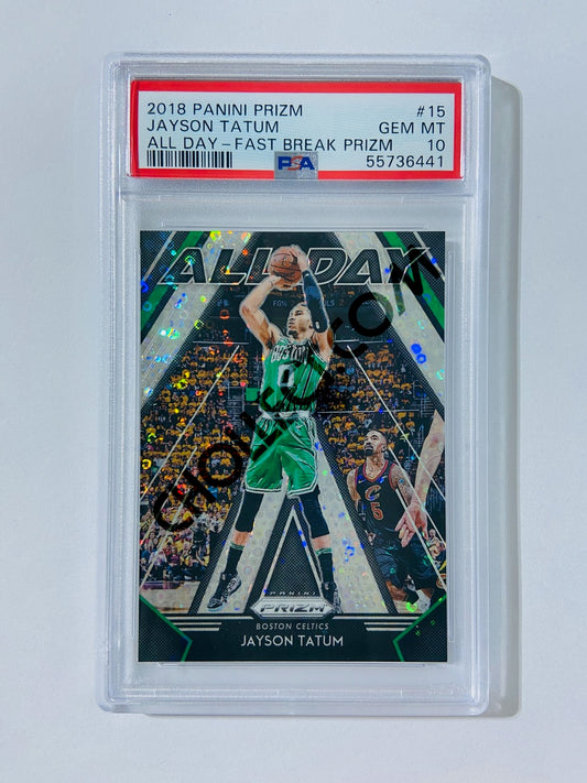 Jayson Tatum – Boston Celtics 2018-19 Panini Prizm All Day Fast Break Prizm Parallel #15 [PSA 10] SN: 55736441