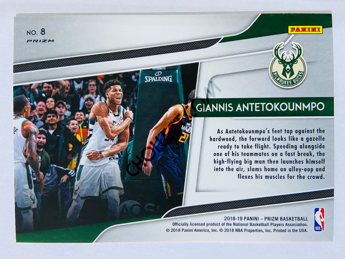 Giannis Antetokounmpo - Milwaukee Bucks 2018-19 Panini Prizm Get Hyped! Silver Parallel #8