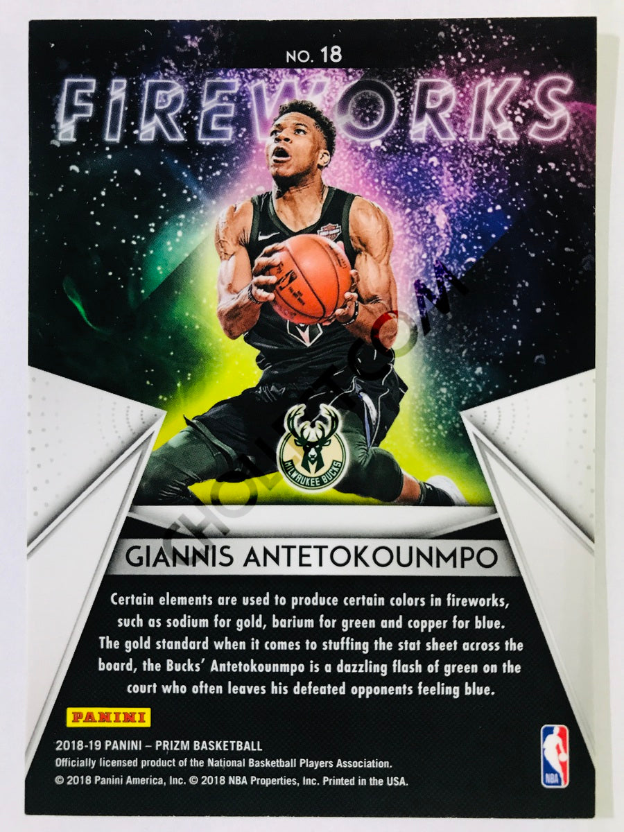 Giannis Antetokounmpo - Milwaukee Bucks 2018-19 Panini Prizm Fireworks Insert #18