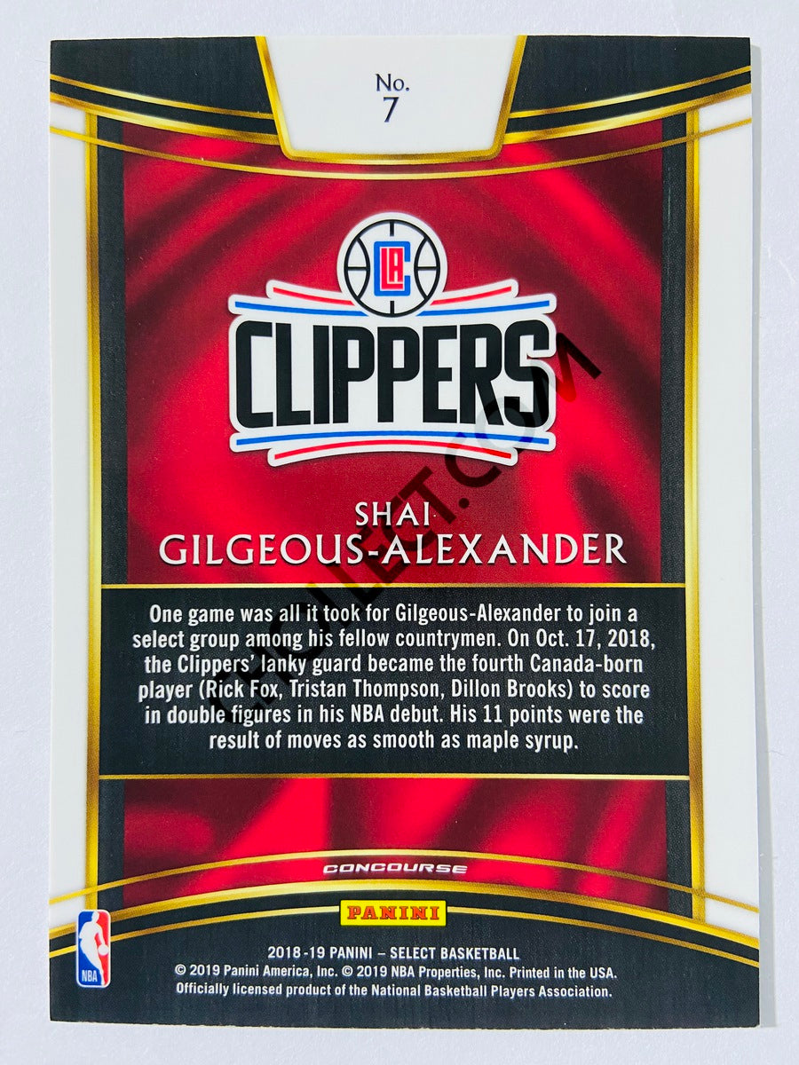 Shai Gilgeous-Alexander - Los Angeles Clippers 2018-19 Panini Select Concourse Level RC Rookie #7