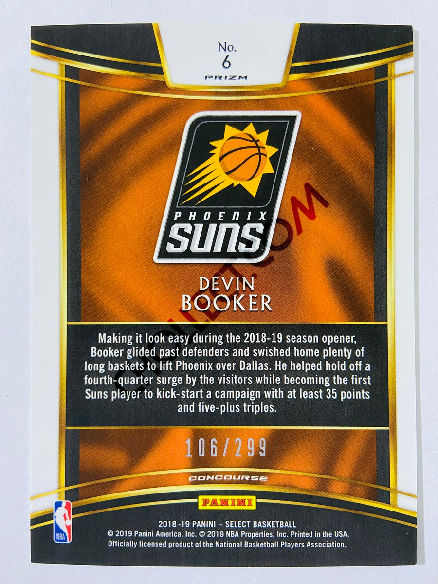 Devin Booker - Phoenix Suns 2018-19 Panini Select Concourse Blue Prizm #6 | 106/299