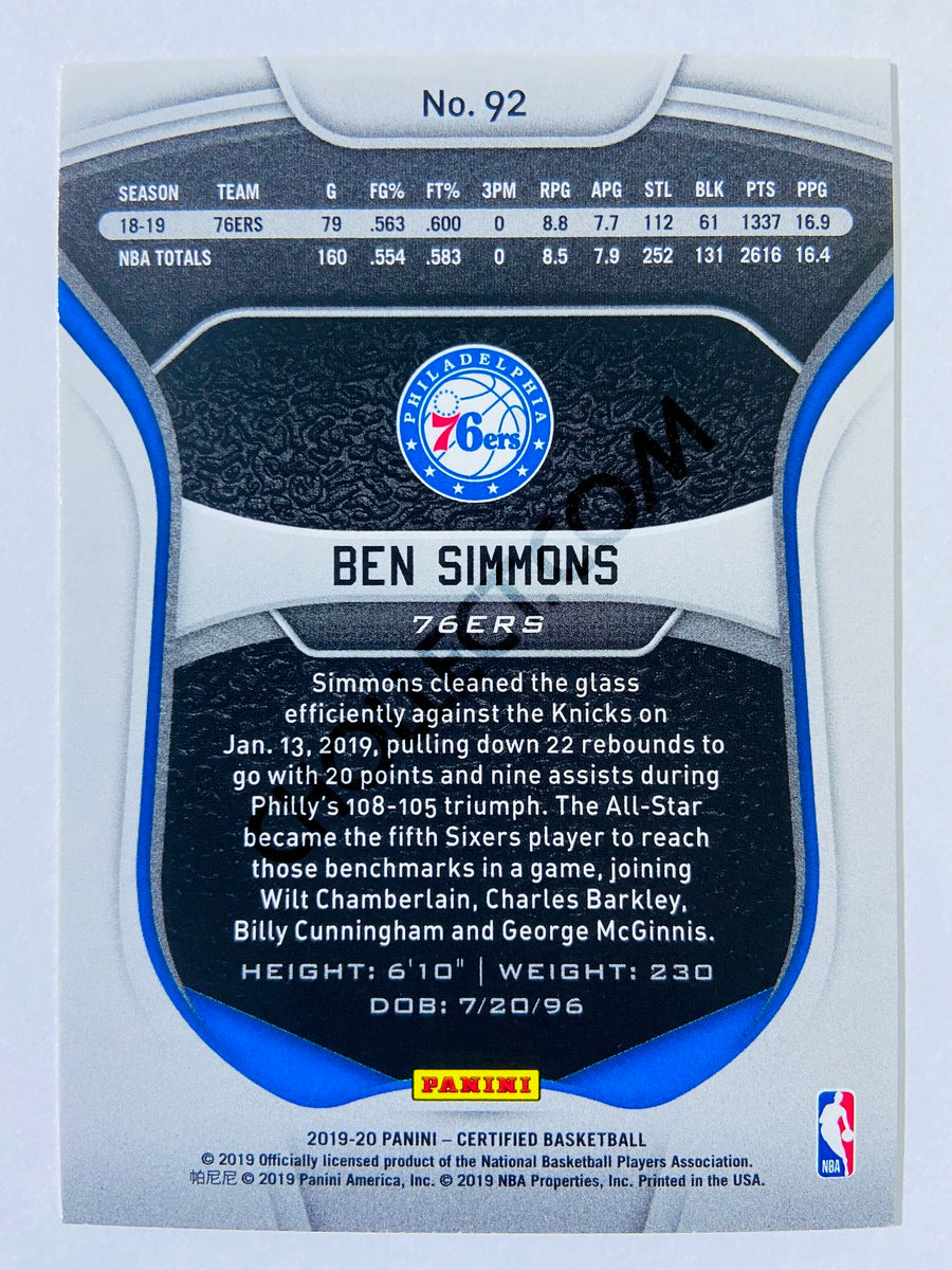 Ben Simmons - Philadelphia 76ers 2019-20 Panini Certified #92