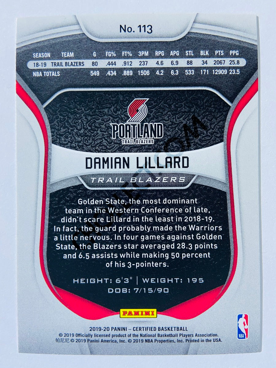 Damian Lillard - Portland Trail Blazers 2019-20 Panini Certified #113