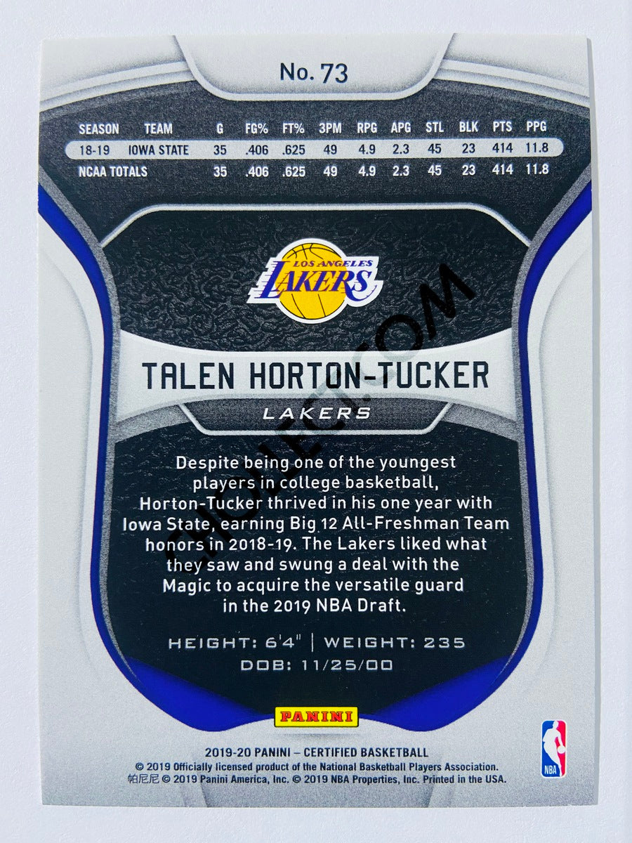 Talen Horton-Tucker - Los Angeles Lakers 2019-20 Panini Certified RC Rookie #73