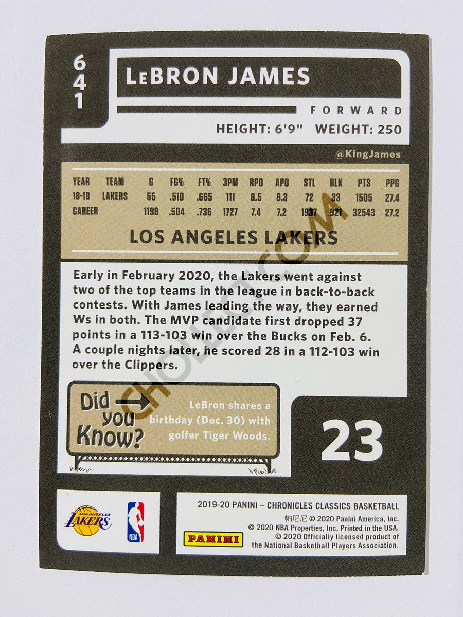 Lebron James – Los Angeles Lakers 2019-20 Panini Chronicles Classics #641