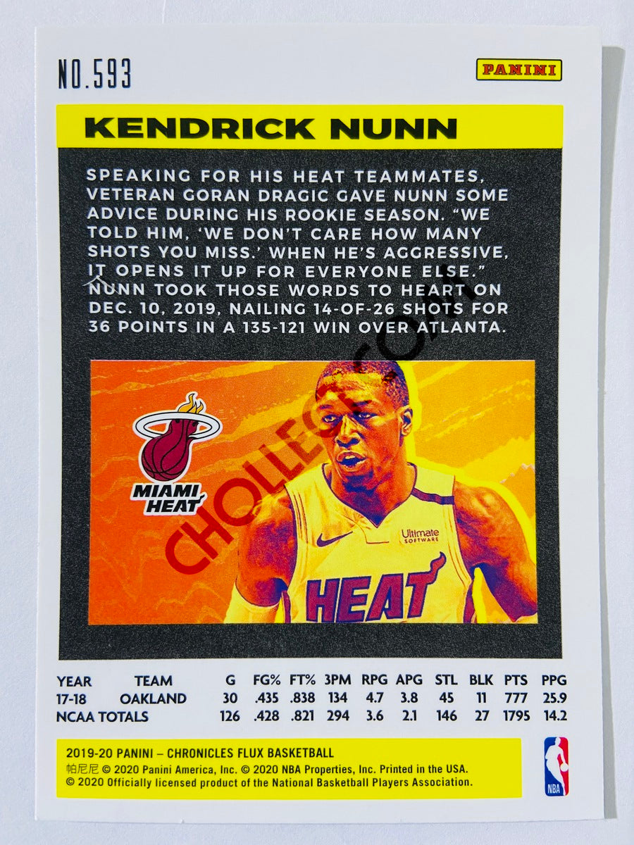 Kendrick Nunn - Miami Heat 2019-20 Panini Chronicles Flux RC Rookie #593