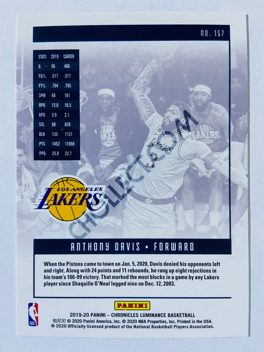 Anthony Davis - Los Angeles Lakers 2019-20 Panini Chronicles Luminance Pink Parallel #157