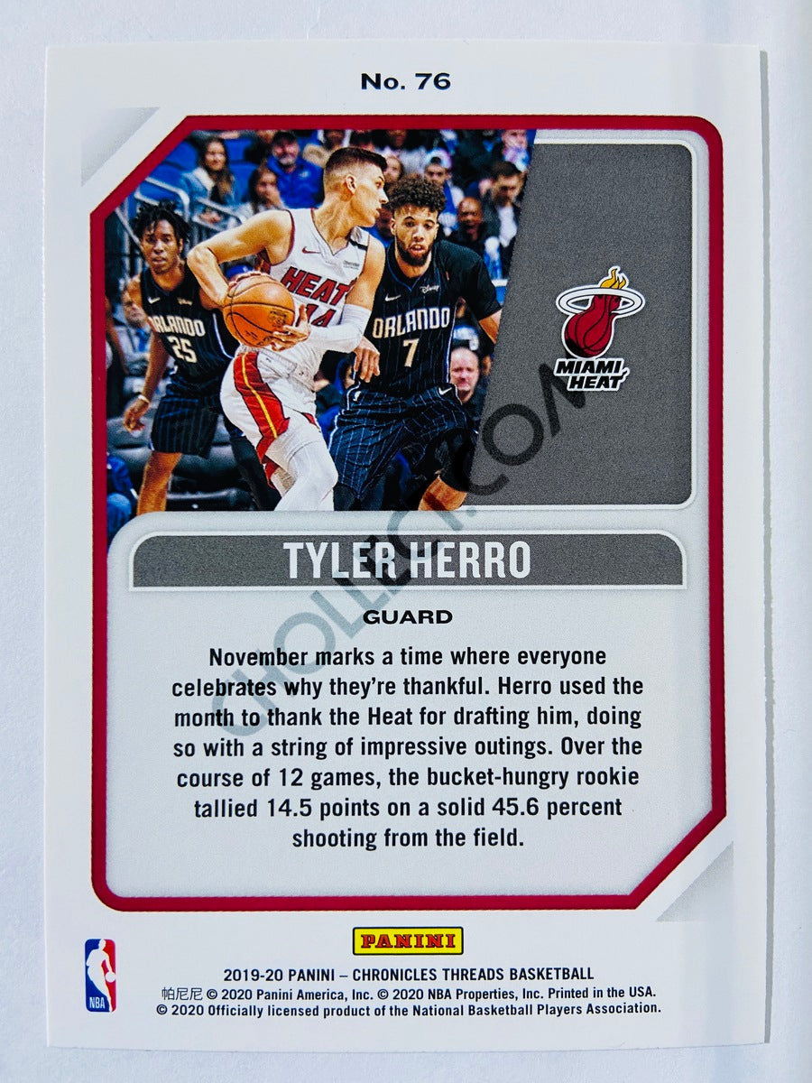 Tyler Herro - Miami Heat 2019-20 Panini Chronicles Threads Pink Parallel RC Rookie #76