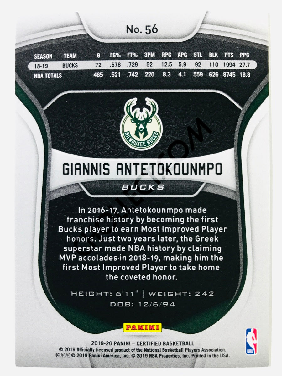 Giannis Antetokounmpo - Milwaukee Bucks 2019-20 Panini Certified #56