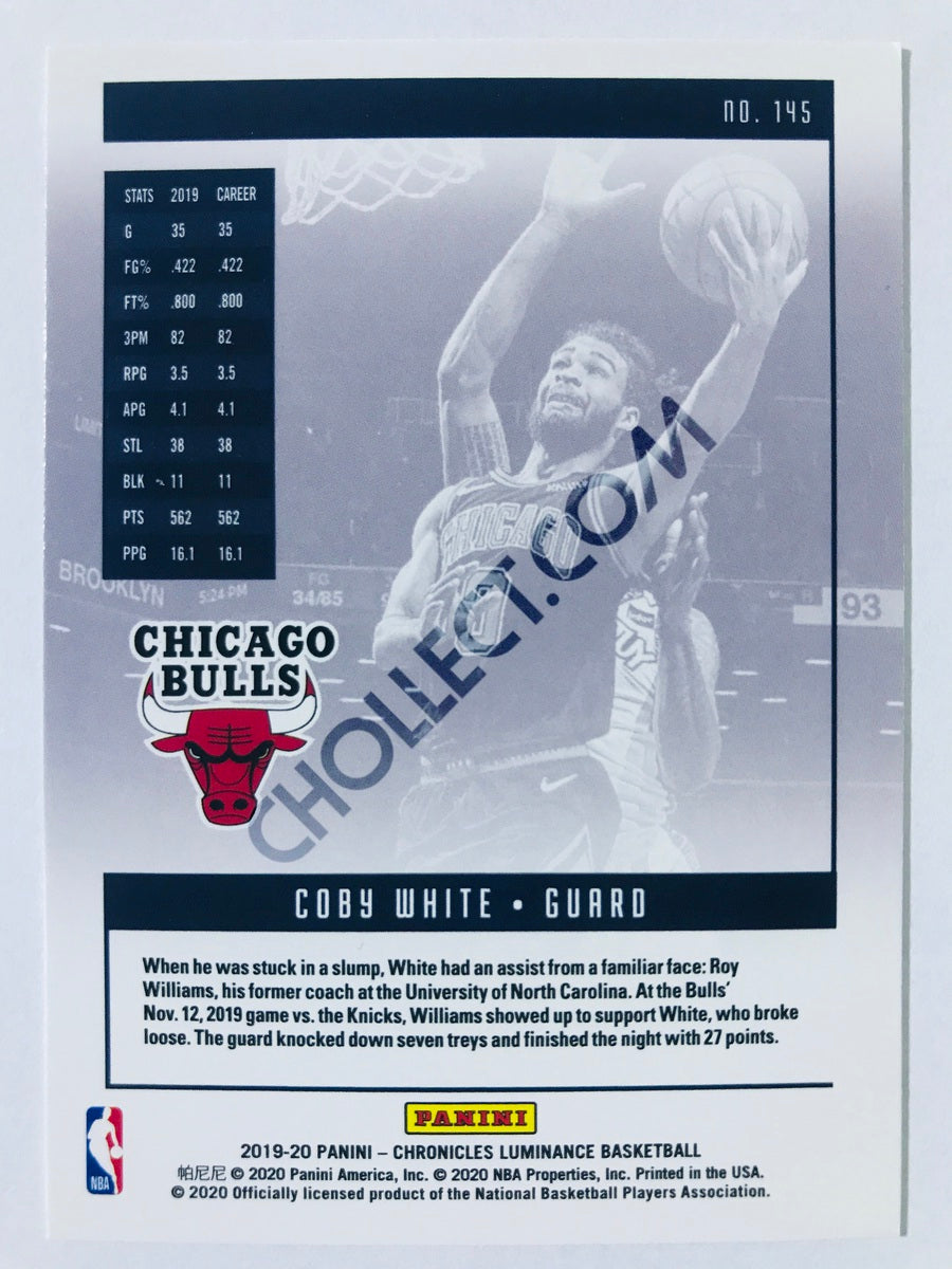 Coby White - Chicago Bulls 2019-20 Panini Chronicles Luminance RC Rookie #145