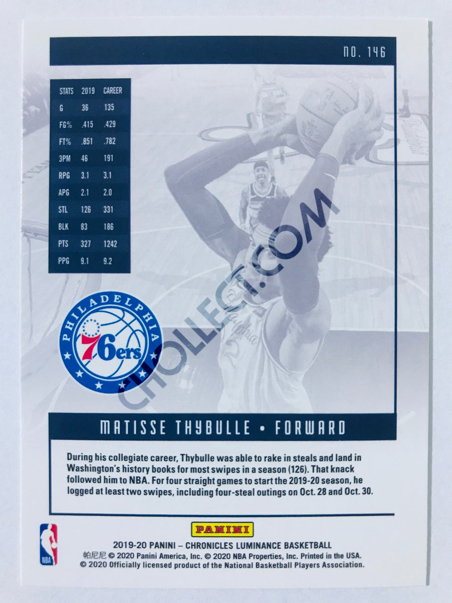 Matisse Thybulle - Philadelphia 76ers 2019-20 Panini Chronicles Luminance RC Rookie #146
