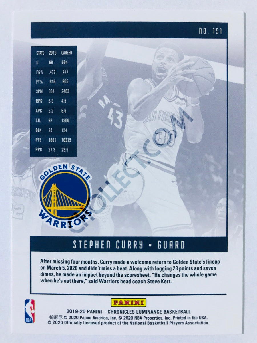 Stephen Curry - Golden State Warriors 2019-20 Panini Chronicles Luminance #151