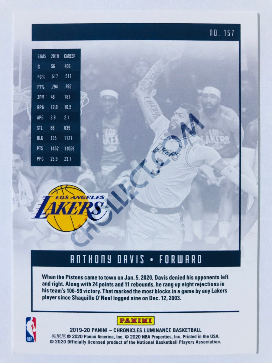 Anthony Davis - Los Angeles Lakers 2019-20 Panini Chronicles Luminance #157