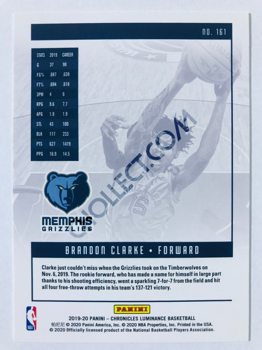 Brandon Clarke - Memphis Grizzlies 2019-20 Panini Chronicles Luminance RC Rookie #161