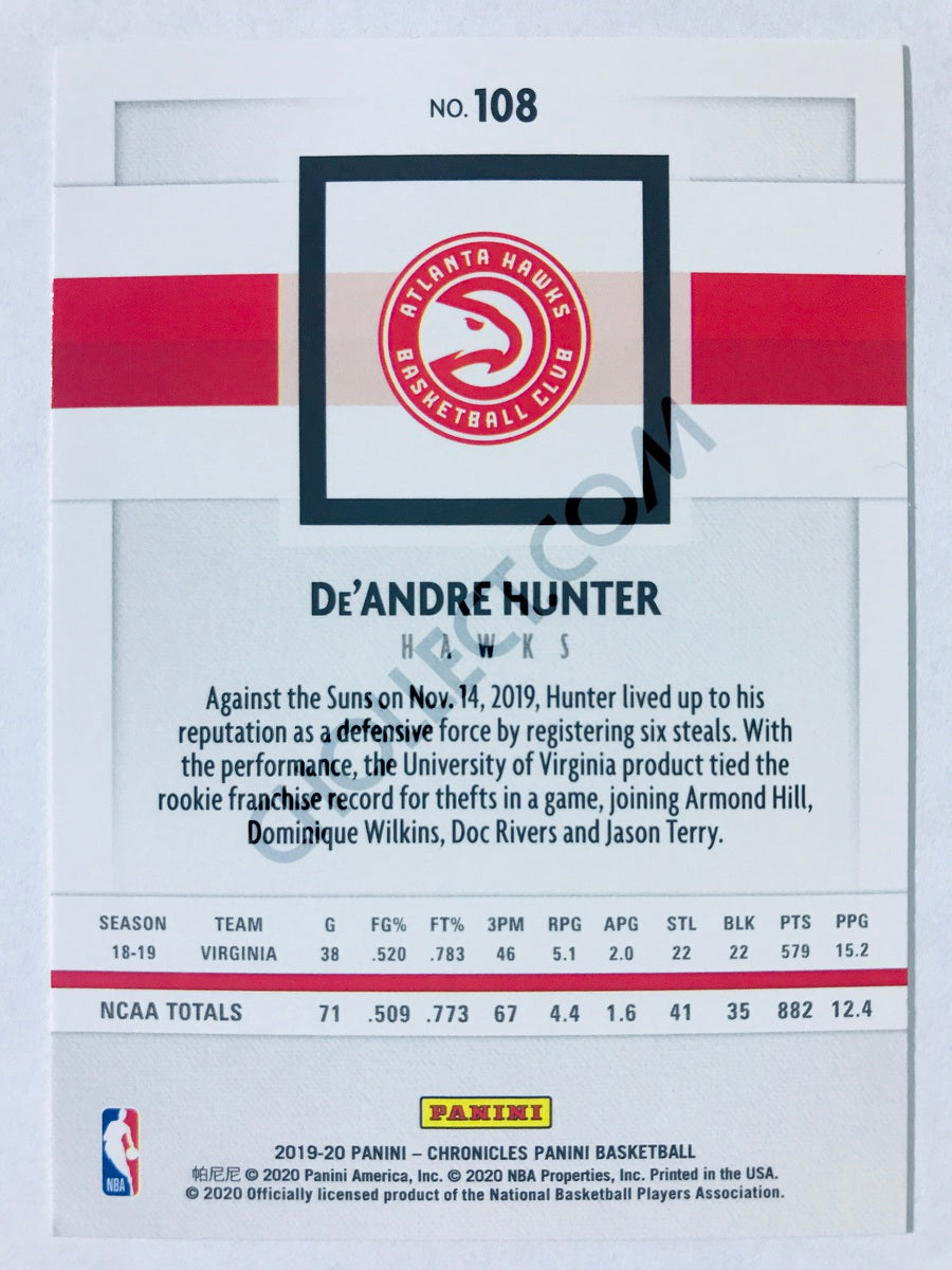 De'Andre Hunter - Atlanta Hawks 2019-20 Panini Chronicles Panini RC Rookie #108
