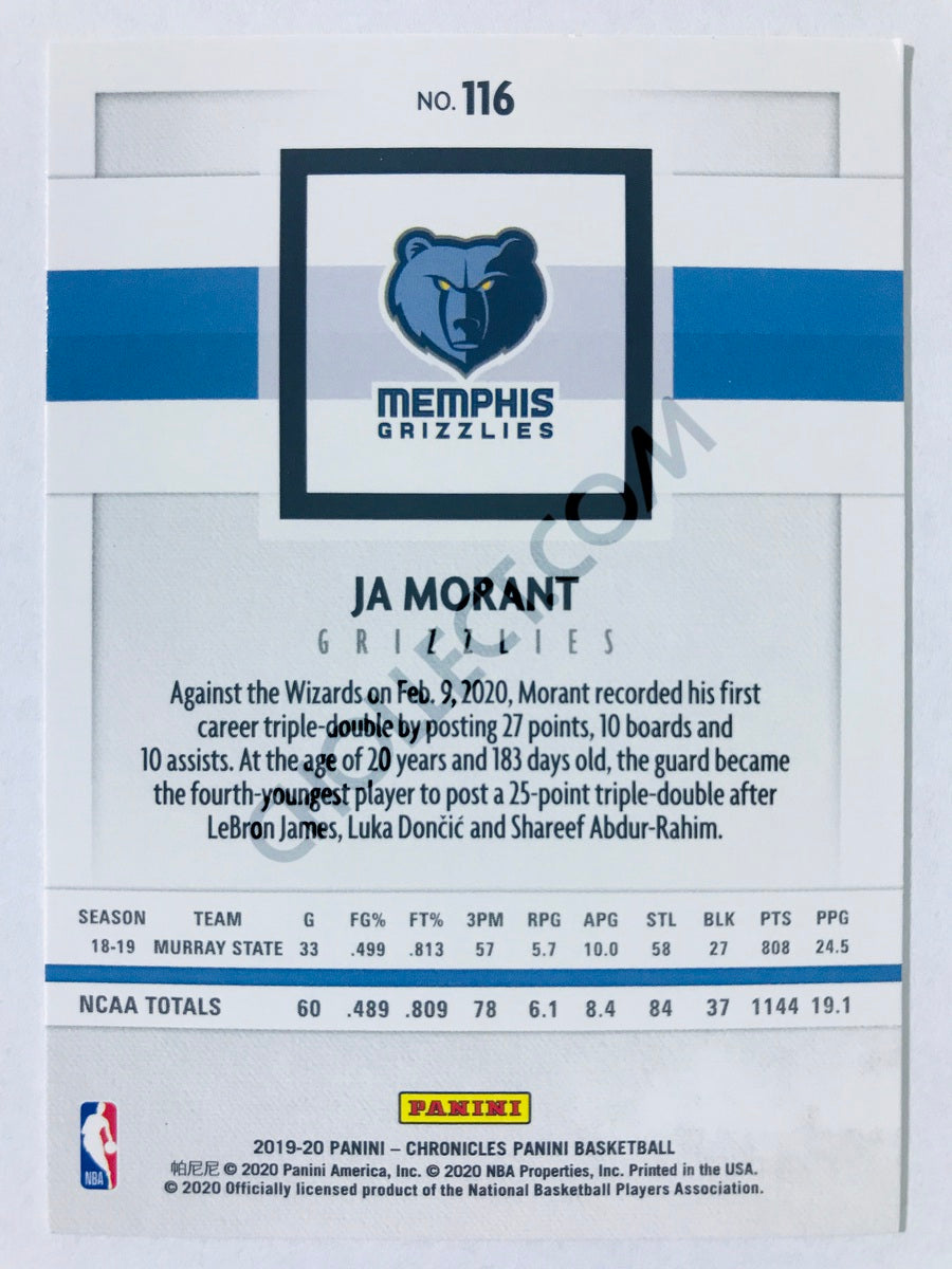Ja Morant - Memphis Grizzlies 2019-20 Panini Chronicles Panini RC Rookie #116