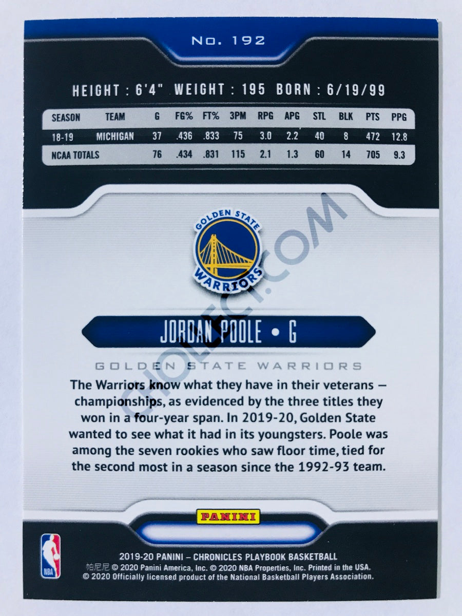 Jordan Poole - Golden State Warriors 2019-20 Panini Chronicles Playbook RC Rookie #192