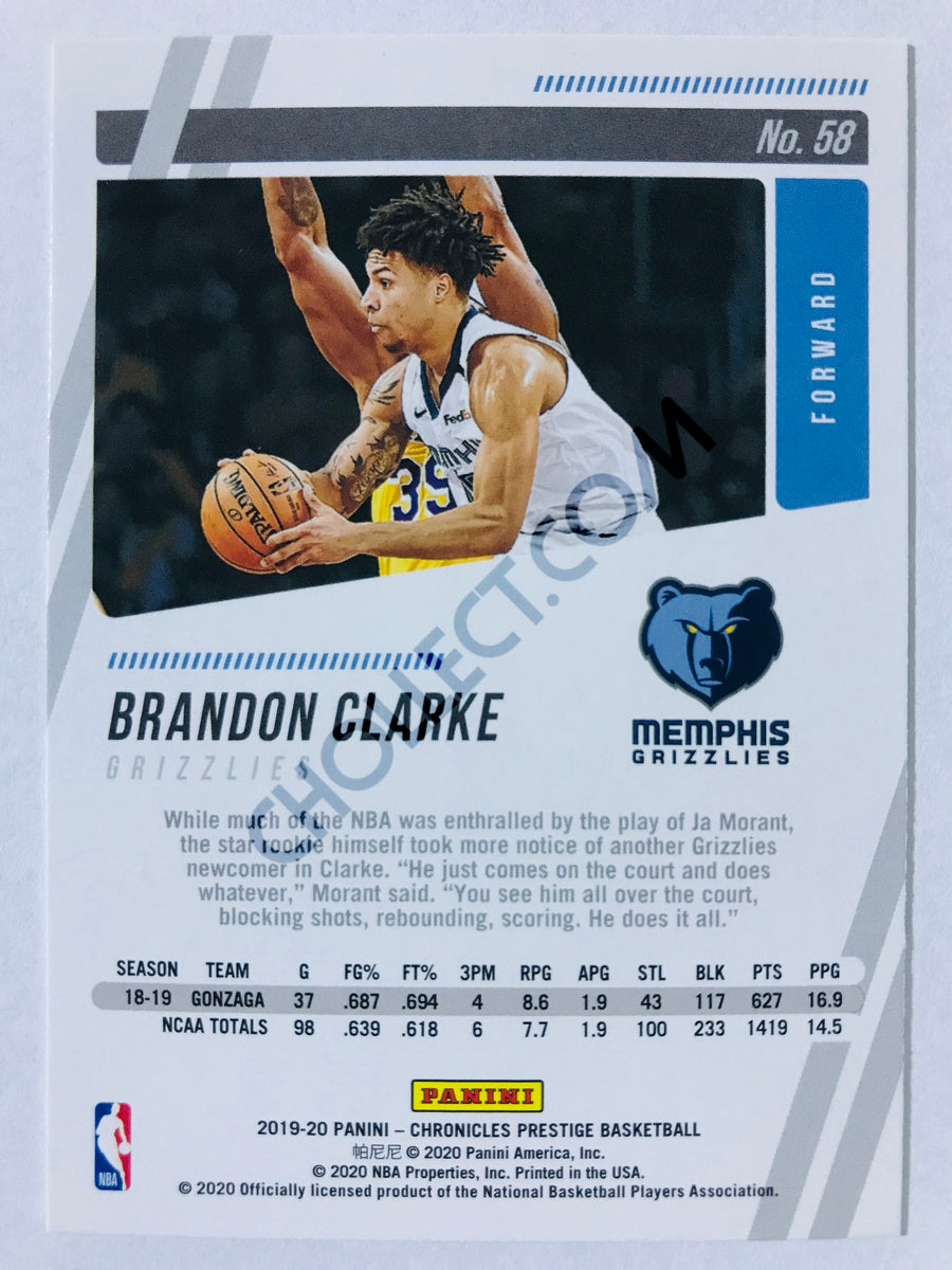 Brandon Clarke - Memphis Grizzlies 2019-20 Panini Chronicles Prestige RC Rookie #58