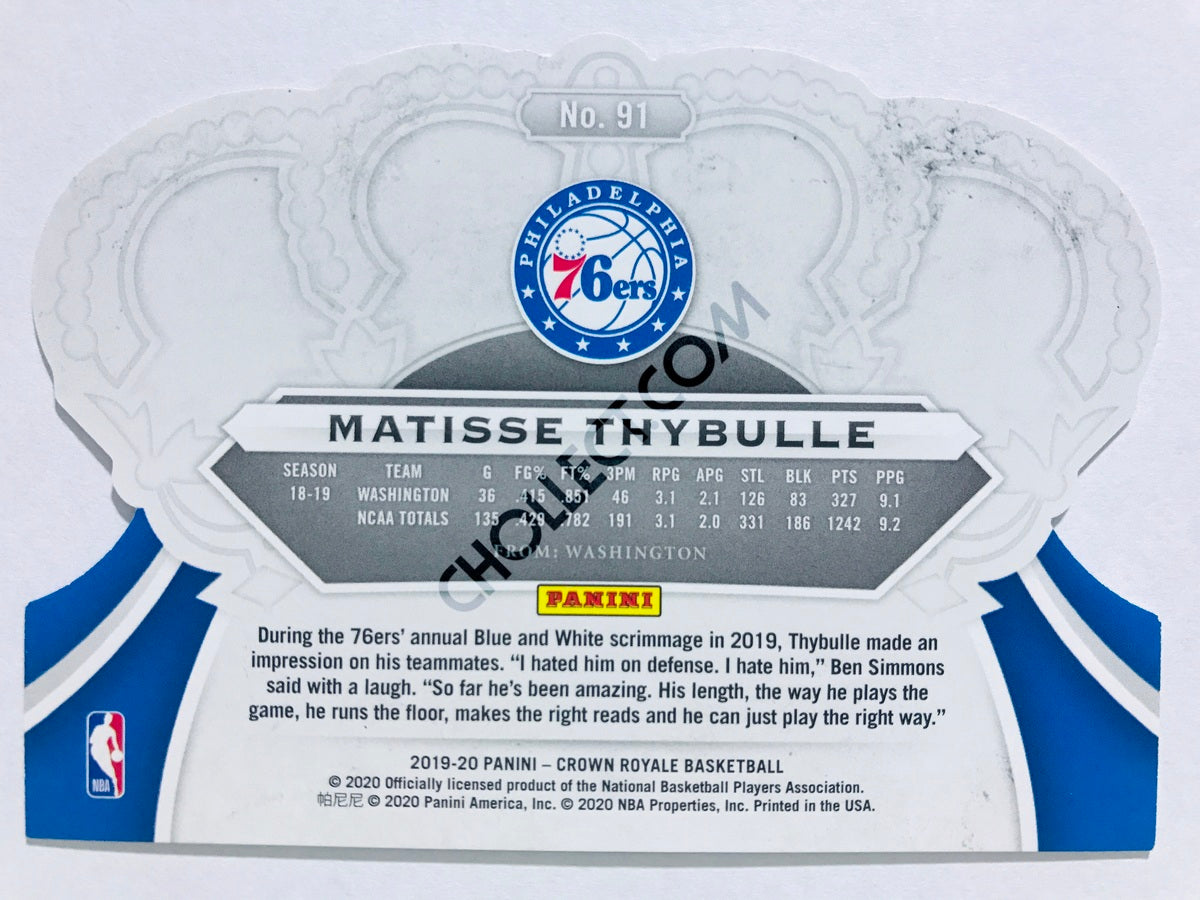 Matisse Thybulle - Philadelphia 76ers 2019-20 Panini Crown Royale Crystal Parallel RC Rookie #91