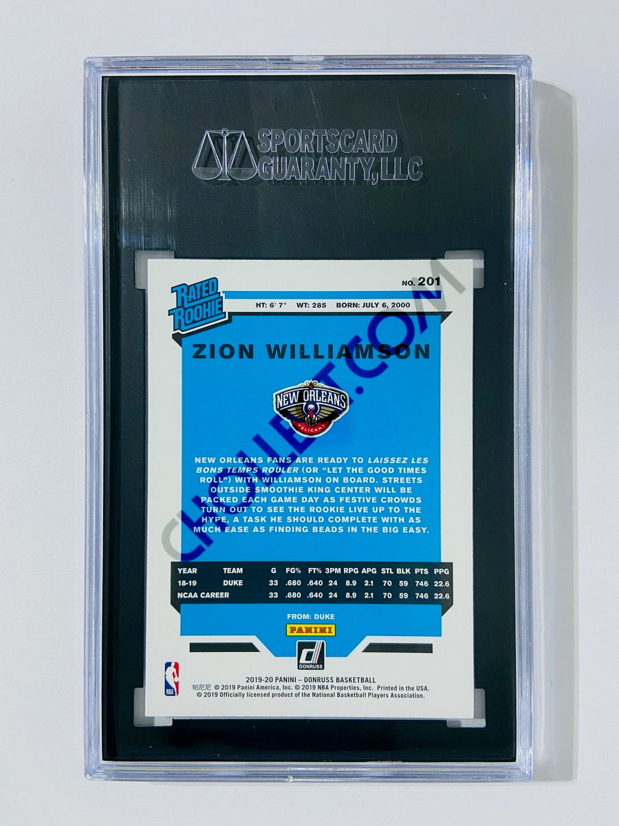 Zion Williamson - New Orleans Pelicans 2019-20 Panini Donruss Rated Rookie #201 [SGC 9.5] SN: 1077057