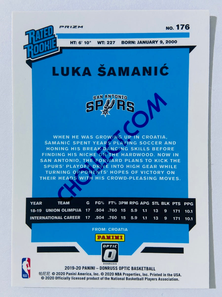 Luka Samanic - San Antonio Spurs 2019-20 Panini Donruss Optic Rated Rookie Purple #176