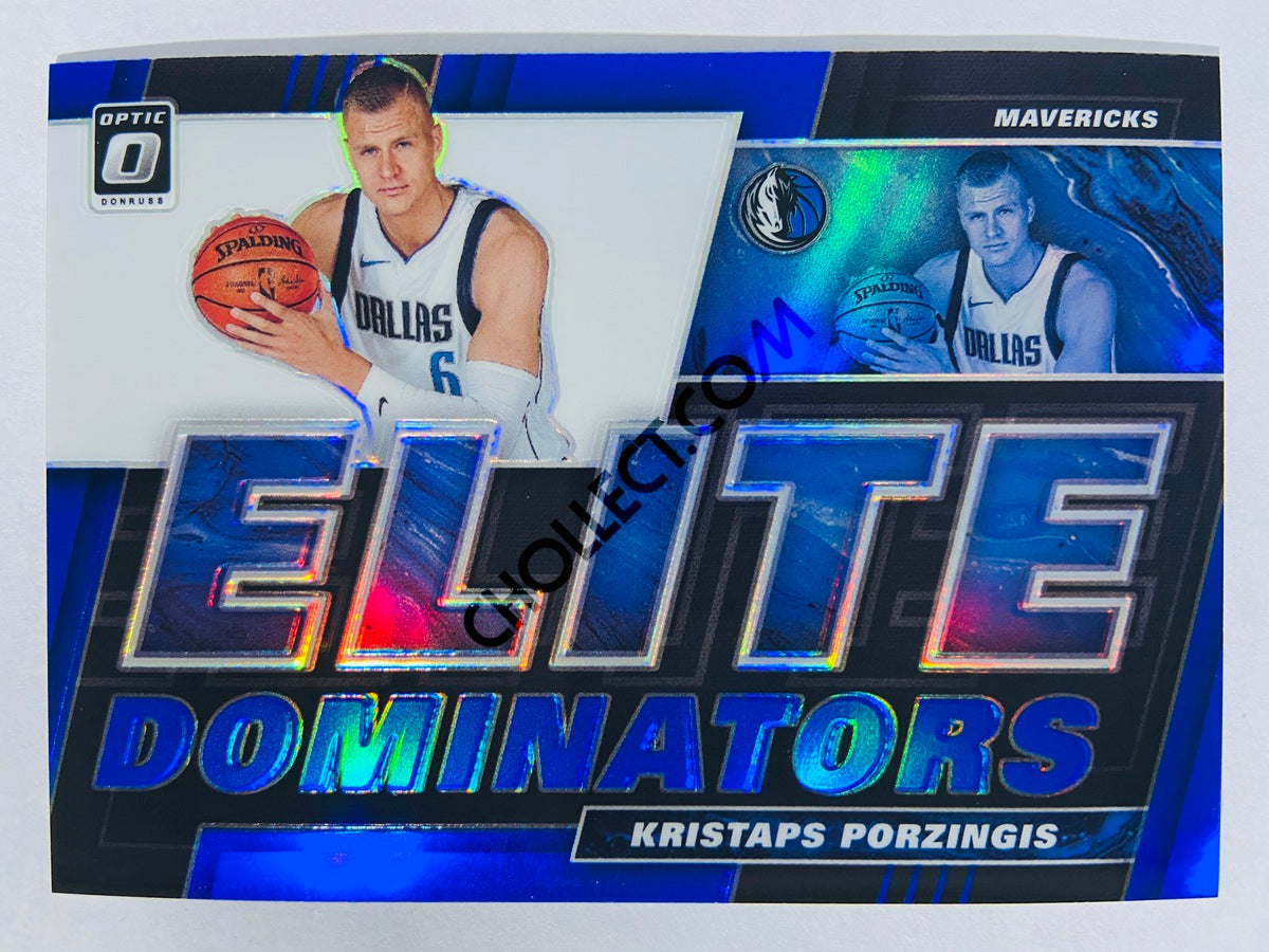 Kristaps Porzingis - Dallas Mavericks 2019-20 Panini Donruss Optic Elite Dominators Blue Parallel #24 | 01/49