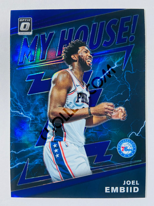 Joel Embiid - Philadelphia 76ers 2019-20 Panini Donruss Optic My House! Purple Parallel #4