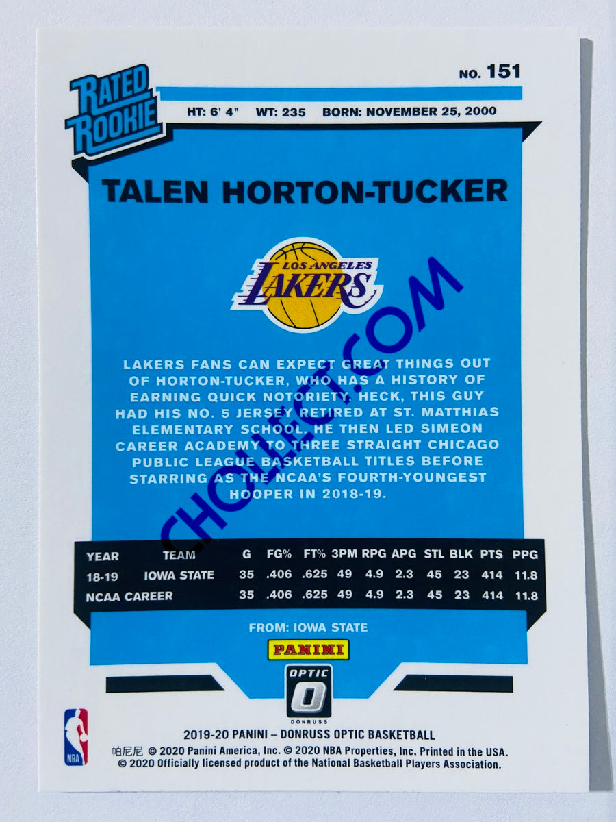 Talen Horton-Tucker - Los Angeles Lakers 2019-20 Panini Donruss Optic Rated Rookie RC Rookie #151