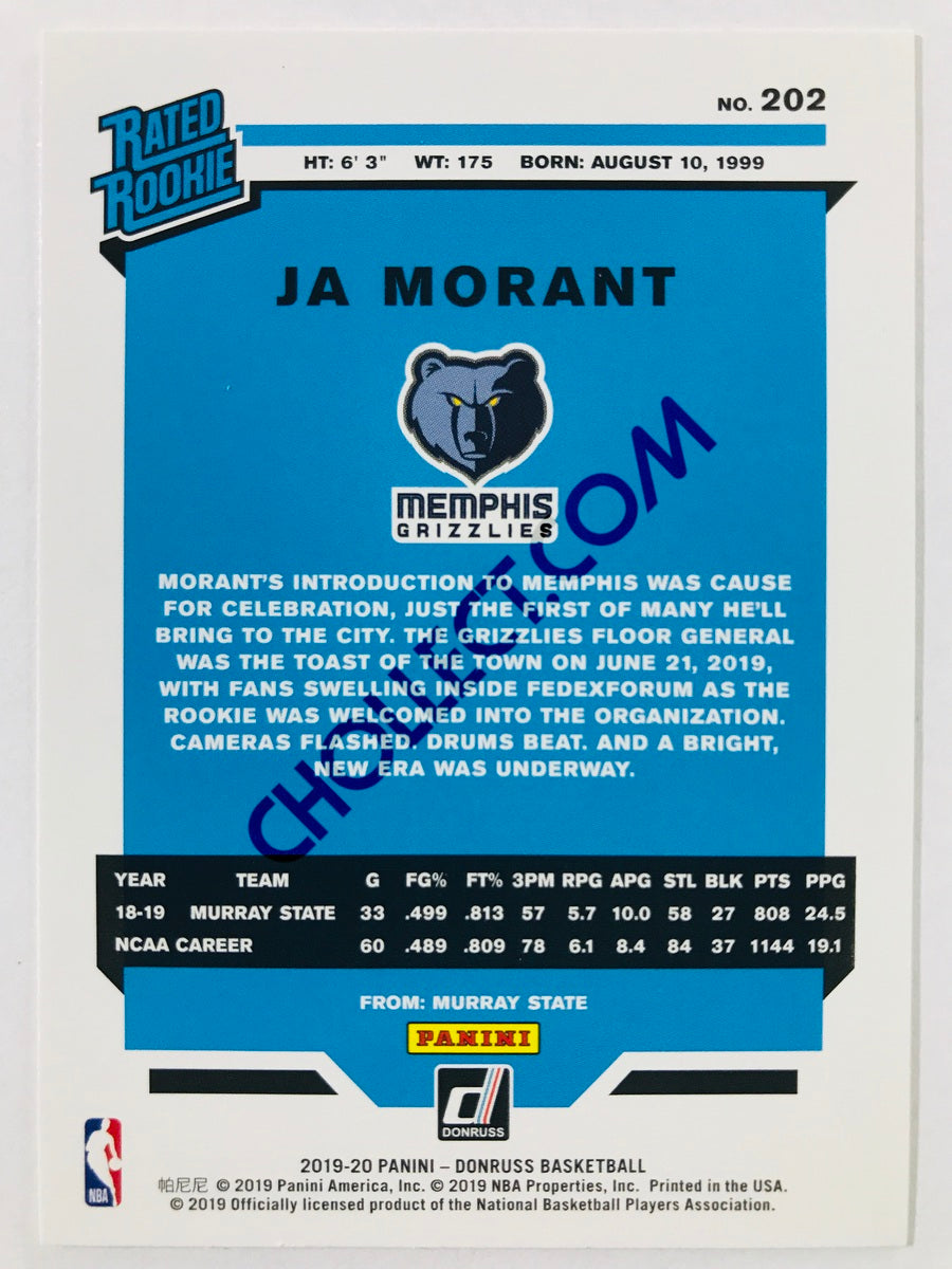 Ja Morant - Memphis Grizzlies 2019-20 Panini Donruss Rated Rookie #202