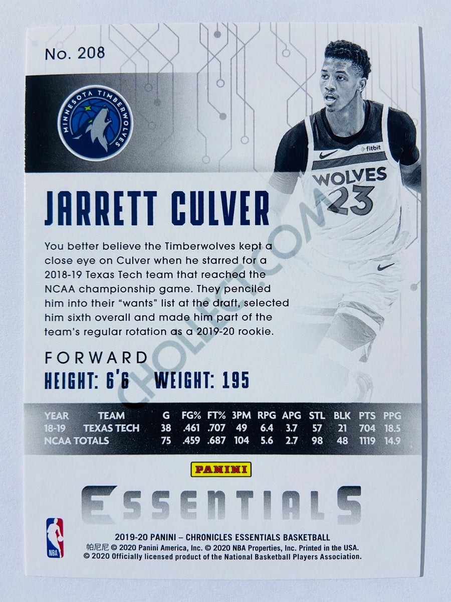 Jarrett Culver - Minnesota Timberwolves 2019-20 Panini Chronicles Essentials RC Rookie #208