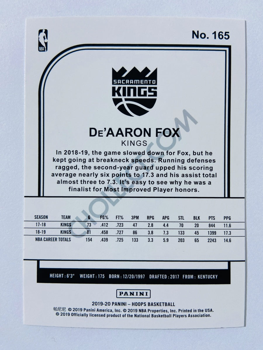 De'Aaron Fox – Sacramento Kings 2019-20 Panini Hoops #165