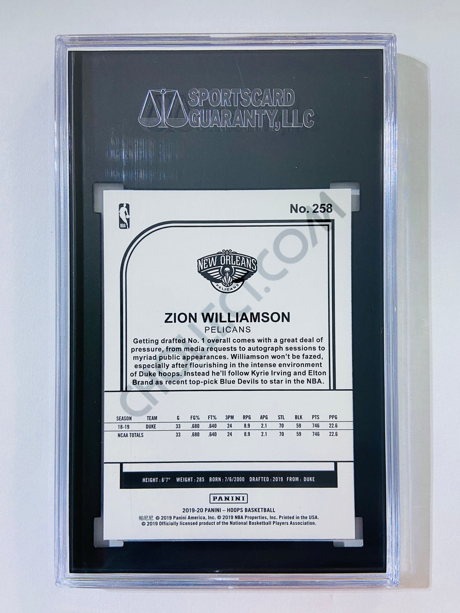 Zion Williamson - New Orleans Pelicans 2019-20 Panini Hoops RC Rookie #258 [SGC MT 9] SN: 5661705