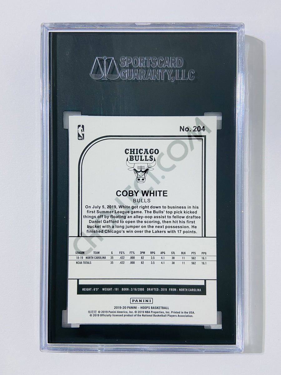Coby White - Chicago Bulls 2019-20 Panini Hoops Base RC Rookie Card #204 [SGC MT 9] SN: 7581765