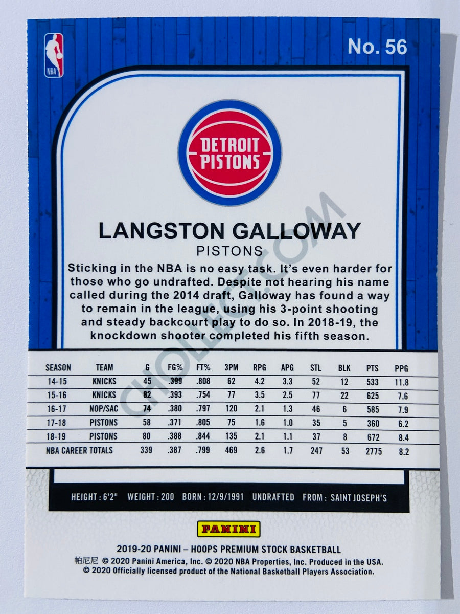 Langston Galloway - Detroit Pistons 2019-20 Panini Hoops Premium Stock #56