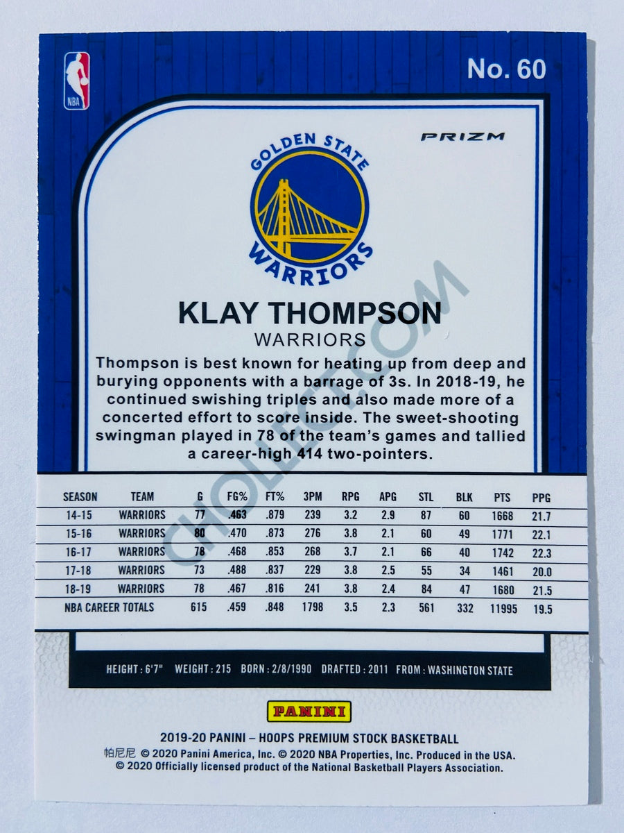 Klay Thompson - Golden State Warriors  2019-20 Panini Hoops Premium Stock Silver Parallel #60