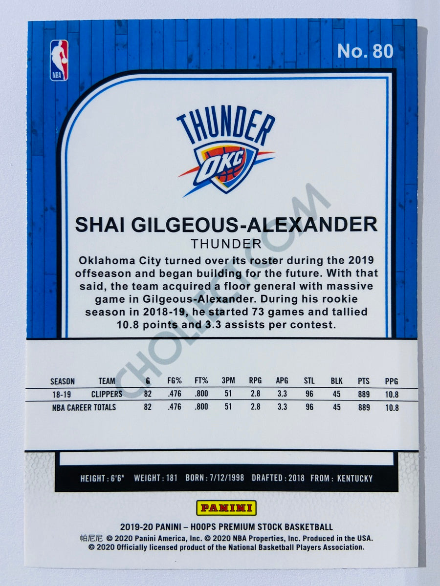 Shai Gilgeous-Alexander - Oklahoma City Thunder 2019-20 Panini Hoops Premium Stock #80