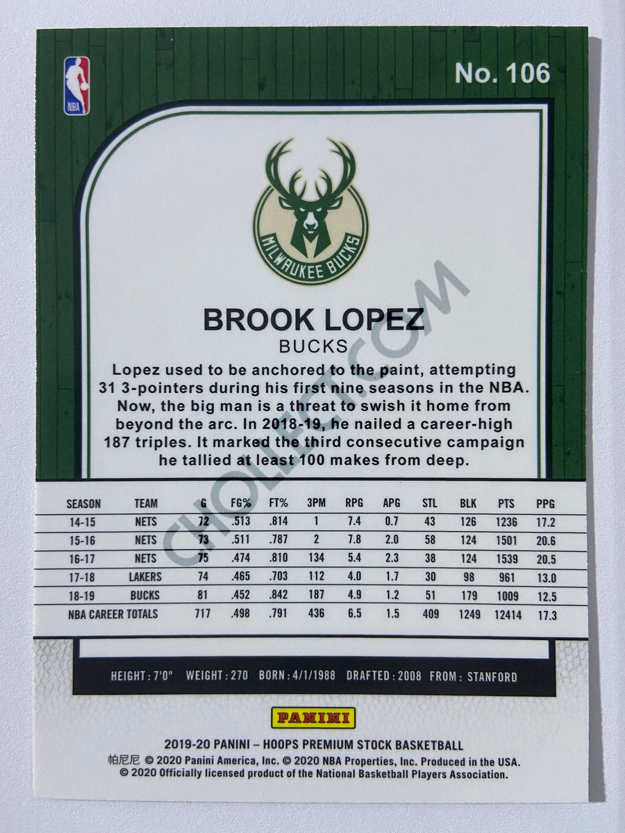 Brook Lopez - Milwaukee Bucks 2019-20 Panini Hoops Premium Stock #106