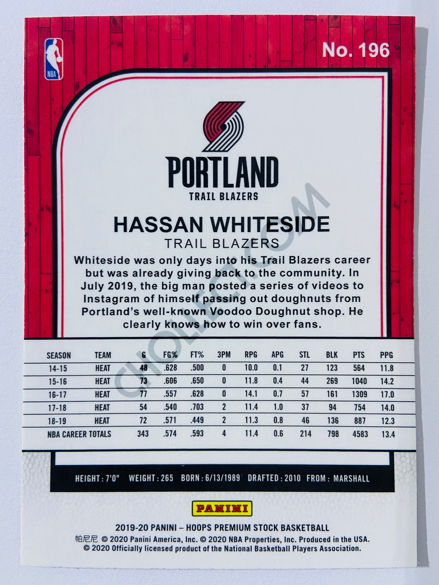 Hassan Whiteside - Portland Trail Blazers 2019-20 Panini Hoops Premium Stock #196