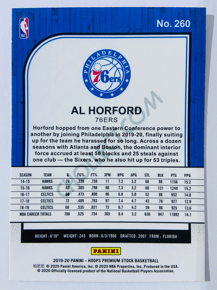 Al Horford - Philadelphia 76ers 2019-20 Panini Hoops Premium Stock #260