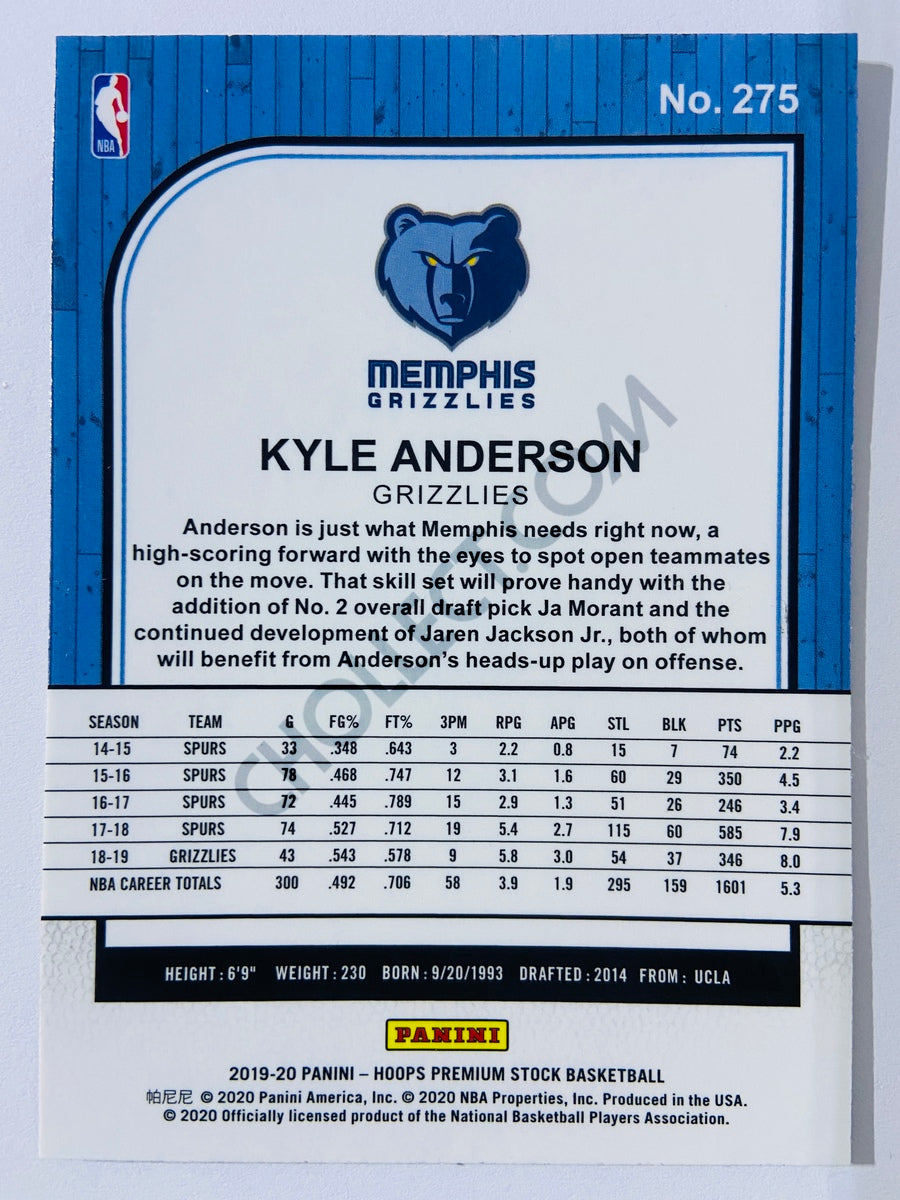 Kyle Anderson - Memphis Grizzlies 2019-20 Panini Hoops Premium Stock #275