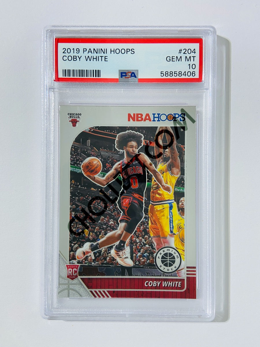 Coby White – Chicago Bulls 2019-20 Panini Hoops Premium Stock RC Rookie #204 [PSA 10] SN: 58858406