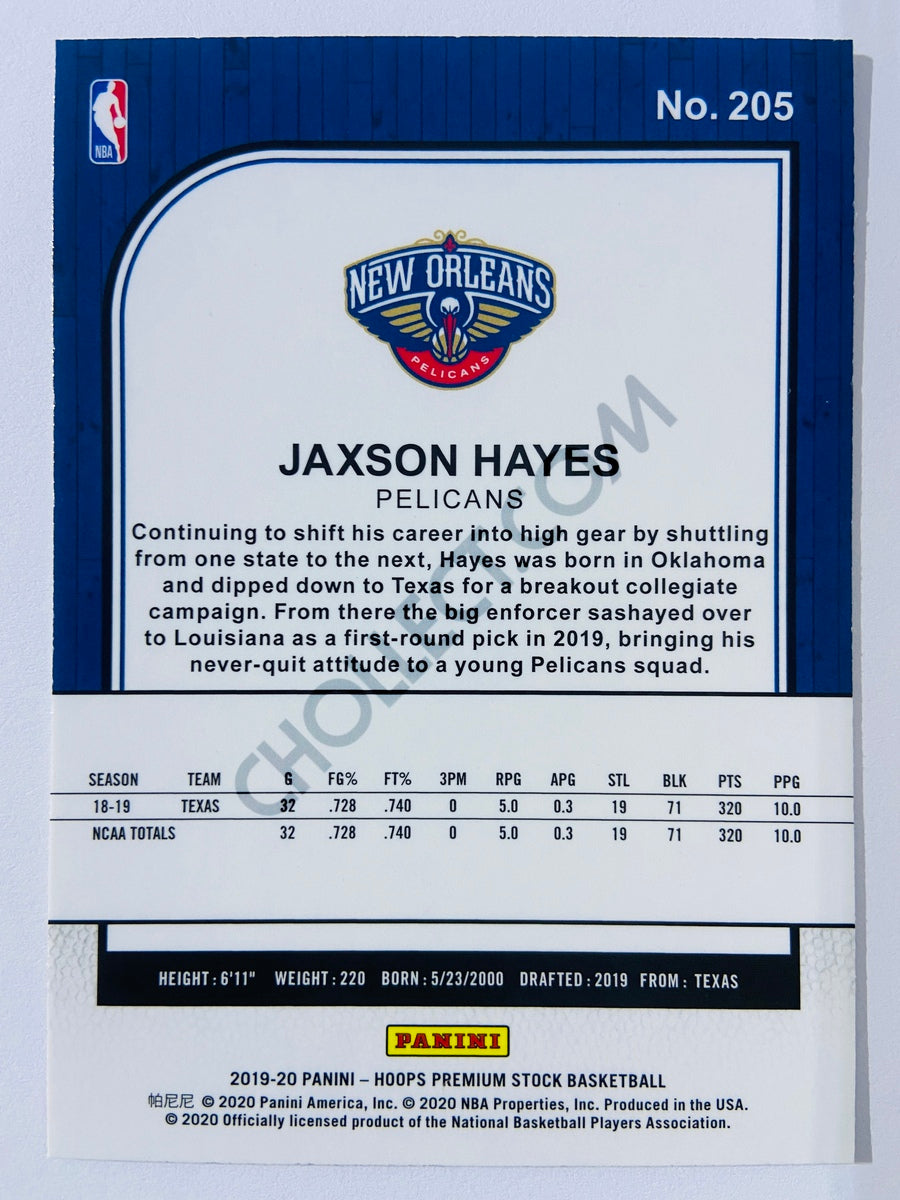 Jaxson Hayes - New Orleans Pelicans 2019-20 Panini Hoops Premium Stock RC Rookie #205