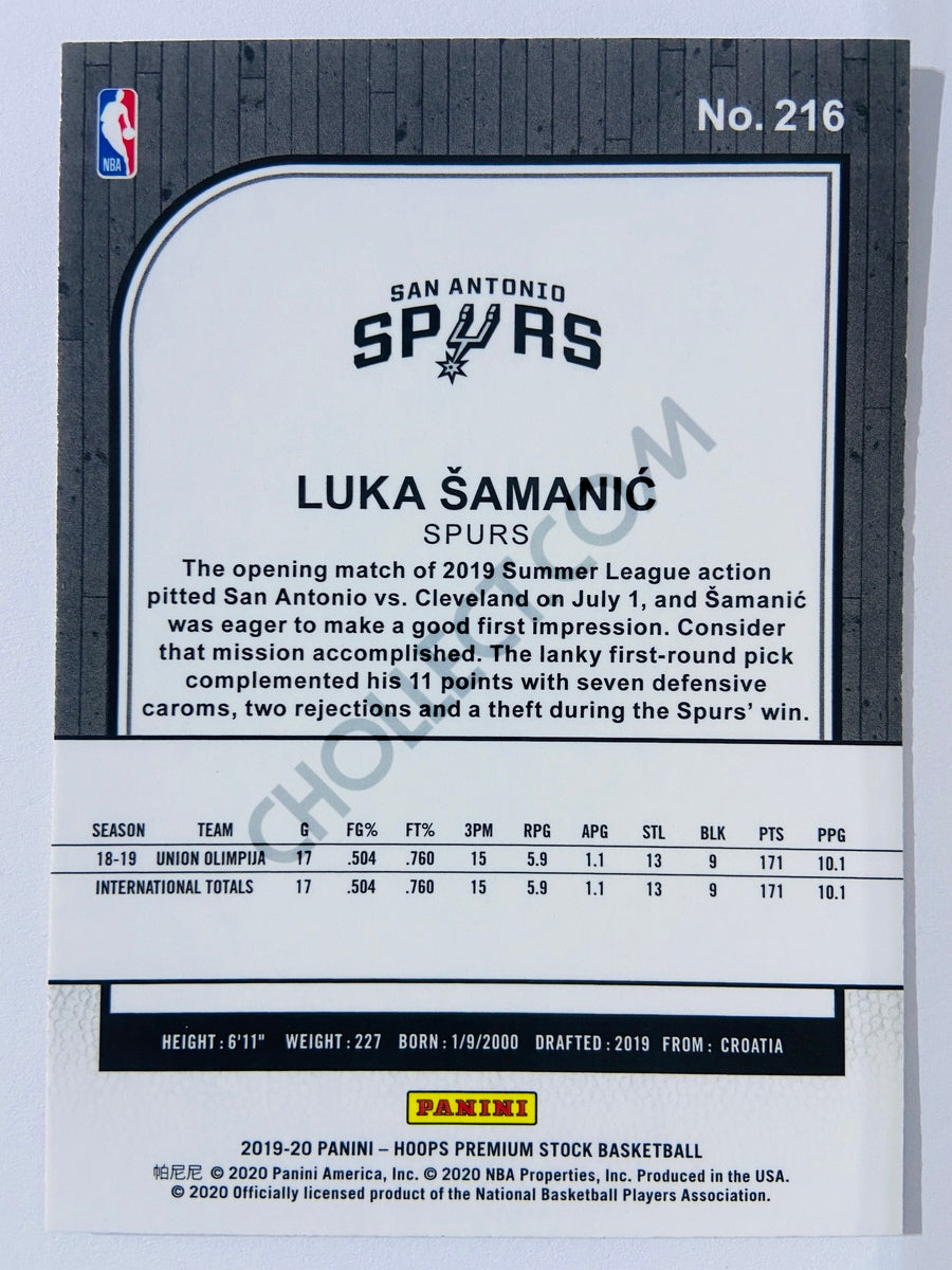 Luka Samanic - San Antonio Spurs 2019-20 Panini Hoops Premium Stock RC Rookie #216